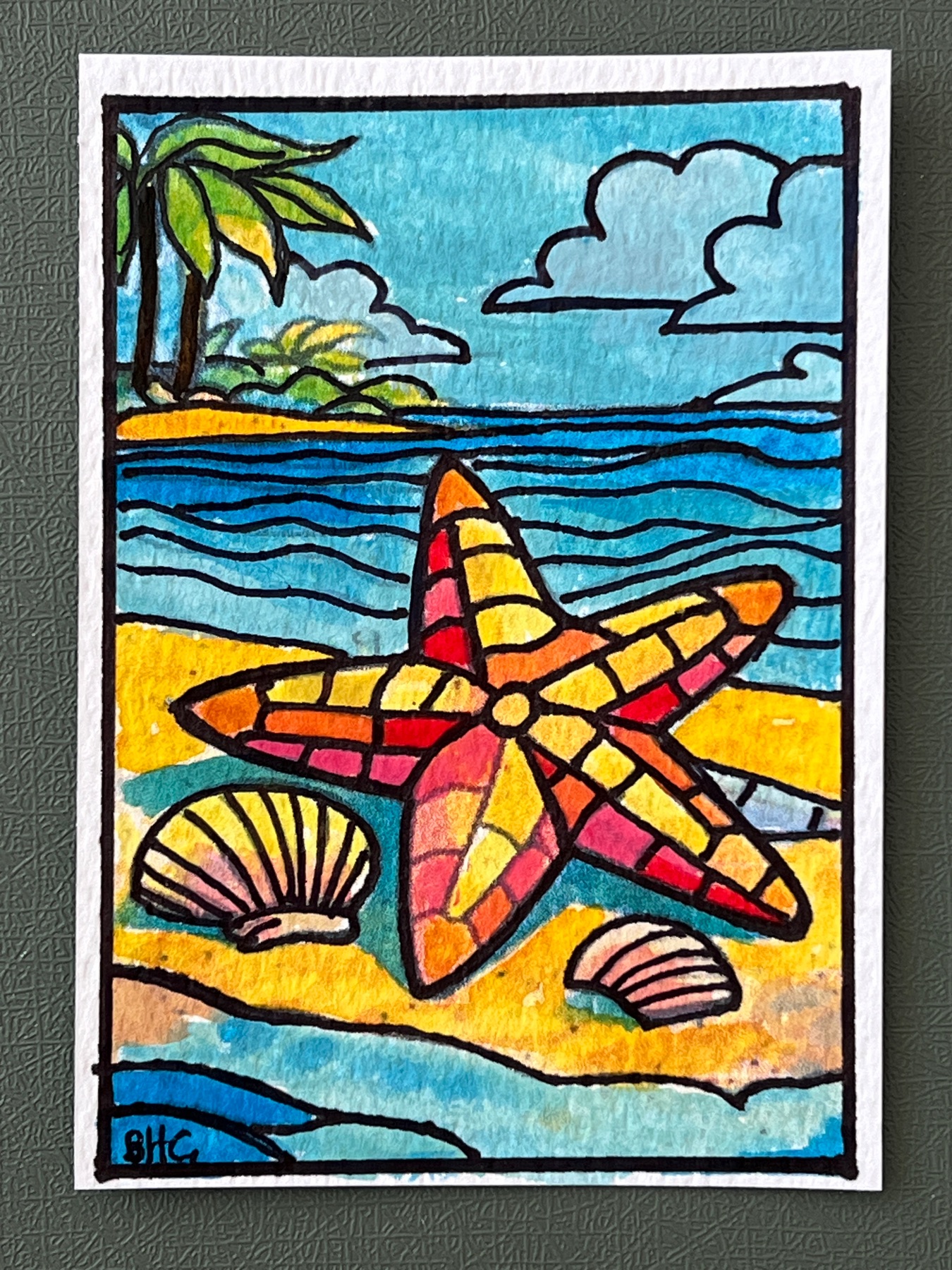 Starfish aceo art card