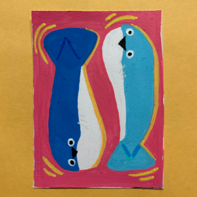 ACEO Art Card original “Dual Sacabambaspis” #3 of “Sea Oddities” aceo art card thumbnail 2