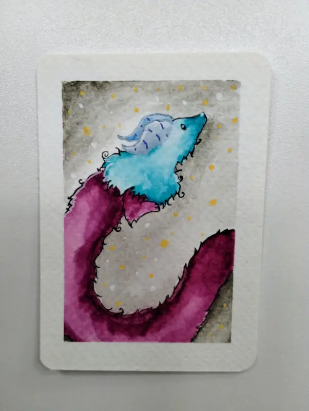Cool Fur Dragon aceo art card