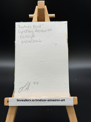 Lotus Bird original ACEO collage by Lyndsay Aznaurov aceo art card thumbnail 3