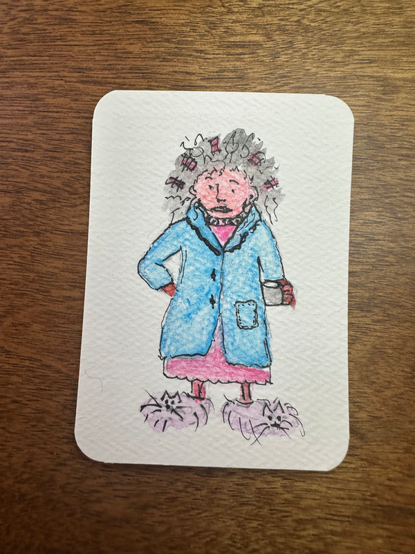 No Talking Before Coffee aceo art card
