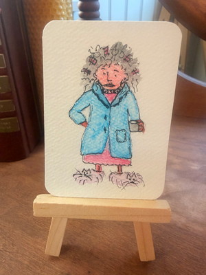No Talking Before Coffee aceo art card thumbnail 2