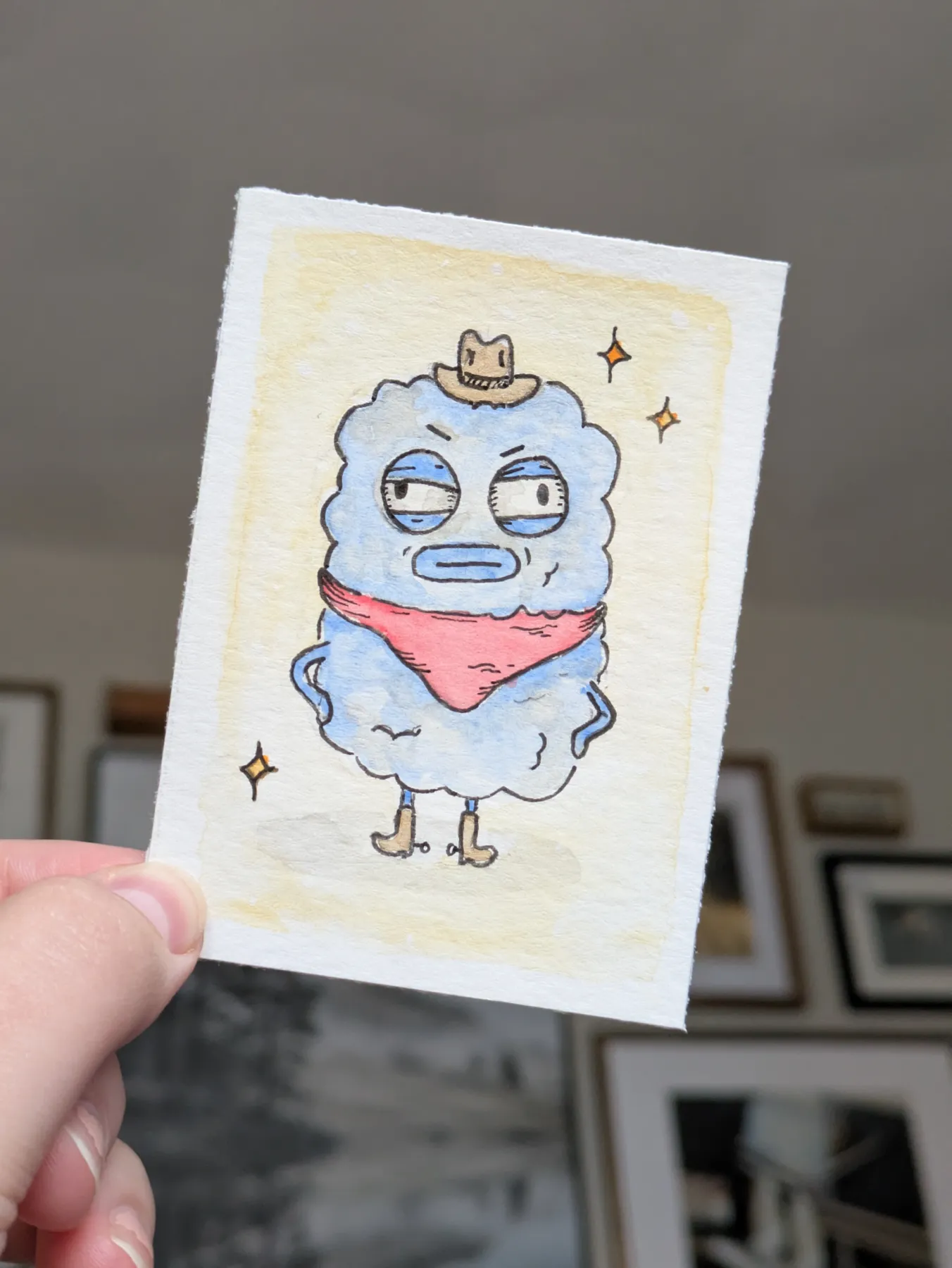 Cowboy Monster Series - Bloopus aceo art card