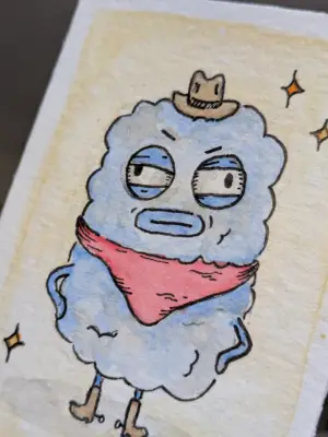 Cowboy Monster Series - Bloopus aceo art card thumbnail 2