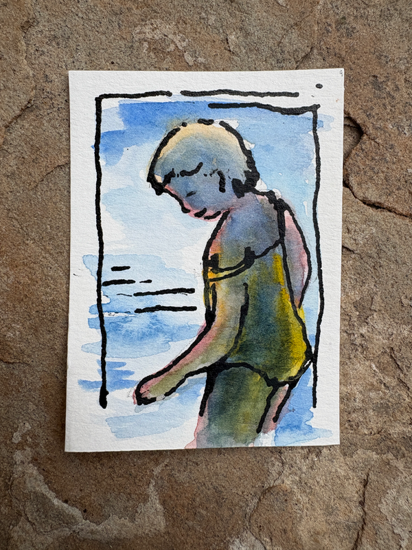 Girl in a lake no2 aceo art card