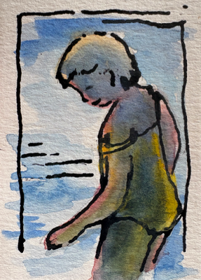 Girl in a lake no2 aceo art card thumbnail 2