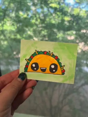 Kawaii Taco ACEO aceo art card thumbnail 1