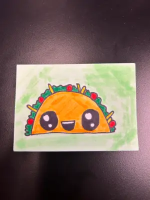 Kawaii Taco ACEO aceo art card thumbnail 2