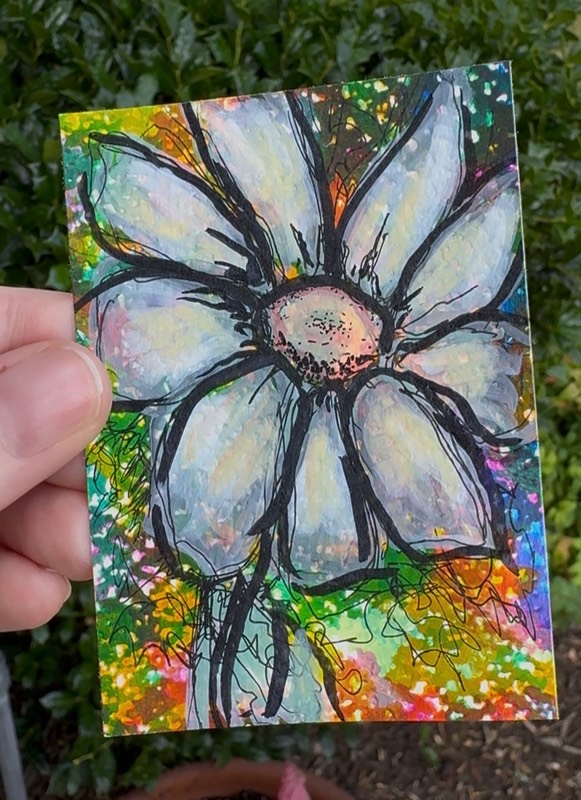 Wildflower Mixed Media aceo art card