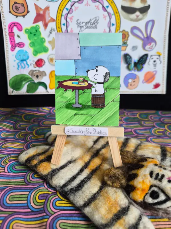 "Snoopy Tries a Krabby Patty" Fan Art, Snoopy aceo art card