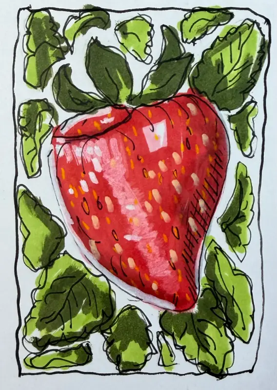 Strawberry aceo art card