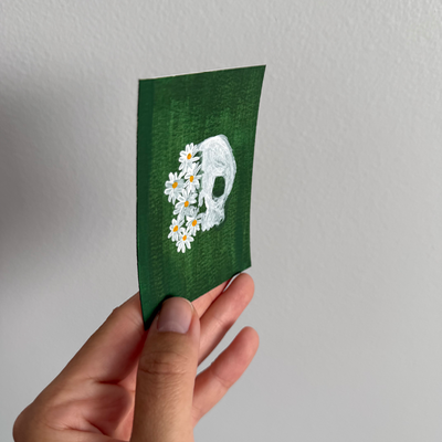 Original Floral Skull ACEO | Bloom and Bones #6/8 aceo art card thumbnail 2