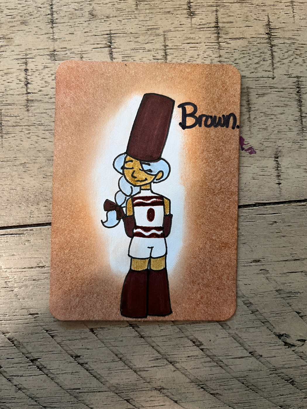 Brown Marker Girl aceo art card