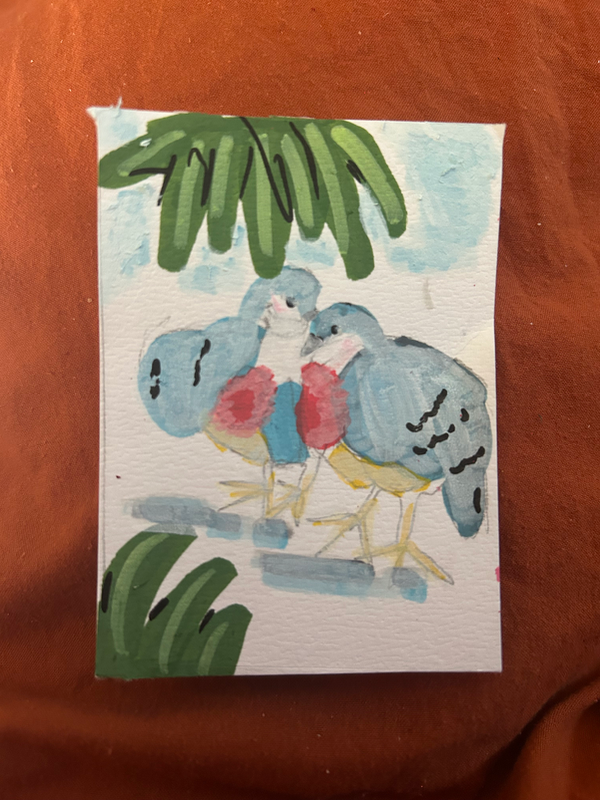 BleedingHeart Doves aceo art card