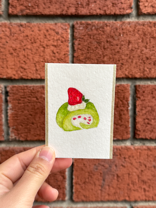 Matcha Roll Cake aceo art card