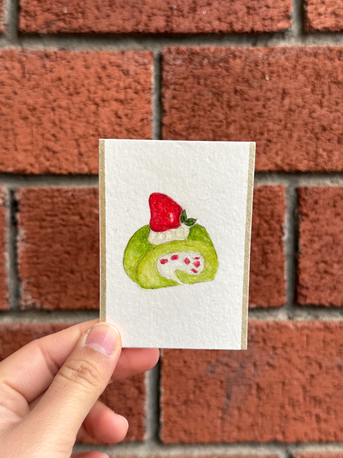 Matcha Roll Cake aceo art card
