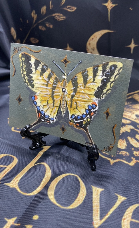 Whimsy pinned swallowtail aceo art card