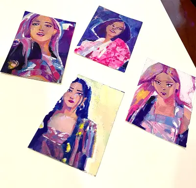 Rose #1 from BLACKPINK - gouache study aceo art card thumbnail 2