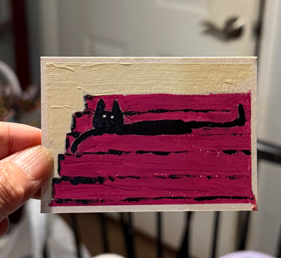 Lazy Steps Cat aceo art card thumbnail 1