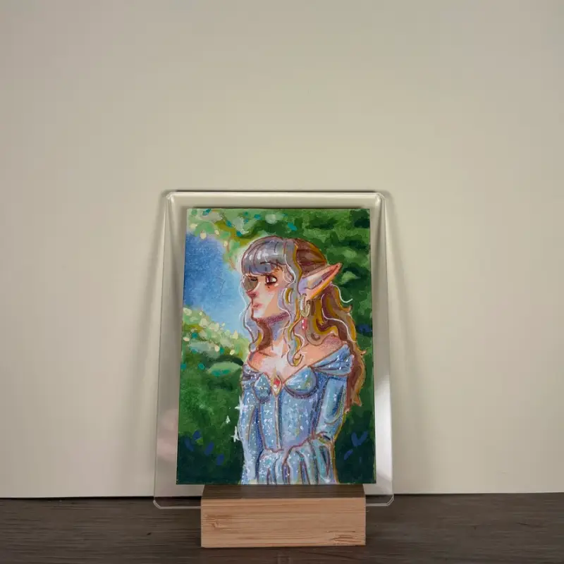 Elf in the Woods aceo art card