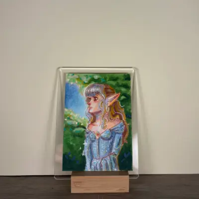 Elf in the Woods aceo art card thumbnail 1
