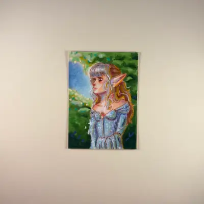 Elf in the Woods aceo art card thumbnail 2