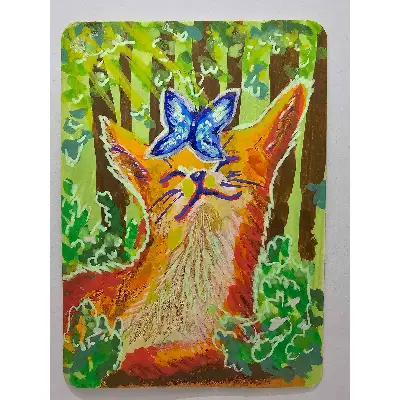 Resting Fox aceo art card thumbnail 3