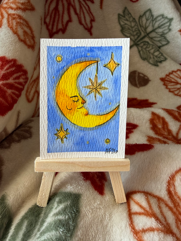 Man in the Moon aceo art card