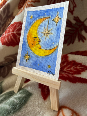Man in the Moon aceo art card thumbnail 2