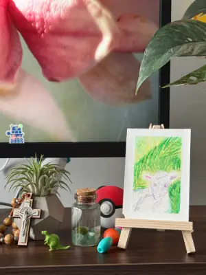 Lamb - Easter - Animal aceo art card thumbnail 2