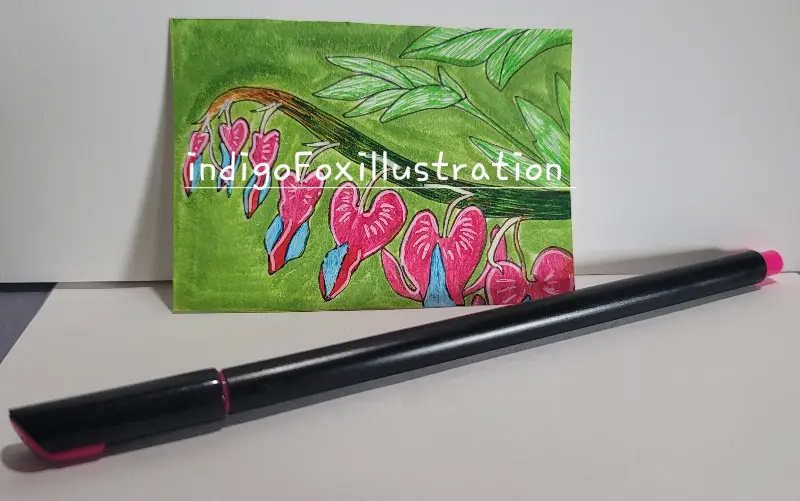 ☘ Bleeding Hearts ☘ N.04 - indigoFoxillustration - botanical plant natural aesthetic Pen Marker aceo art card