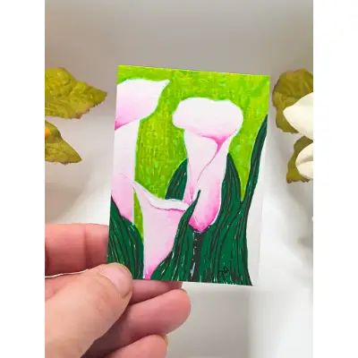 Blushing Calla Trio aceo art card thumbnail 2