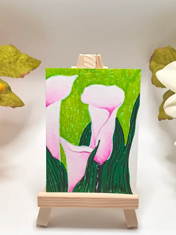 Blushing Calla Trio aceo art card