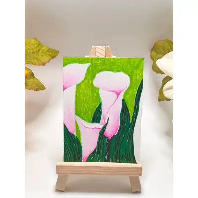 Blushing Calla Trio aceo art card thumbnail 1