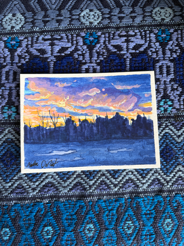 Farmland sunset aceo art card