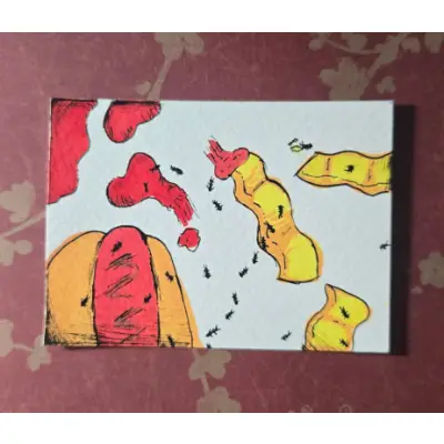 Picnic & Ants aceo art card thumbnail 1