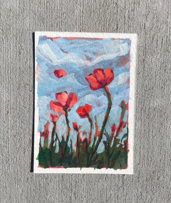 California Poppies aceo art card thumbnail 2