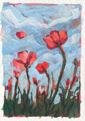 California Poppies aceo art card thumbnail 1
