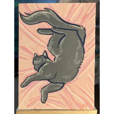 Cozy in the Sheets aceo art card thumbnail 1