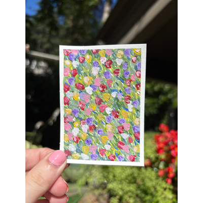 Original ACEO Wildflower Meadow Painting Mini Acrylic Floral Art Tulip Wall Art aceo art card thumbnail 1