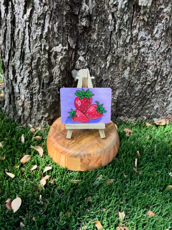 Strawberries: Three aceo art card