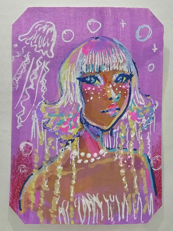 Jellyfish Hair aceo art card