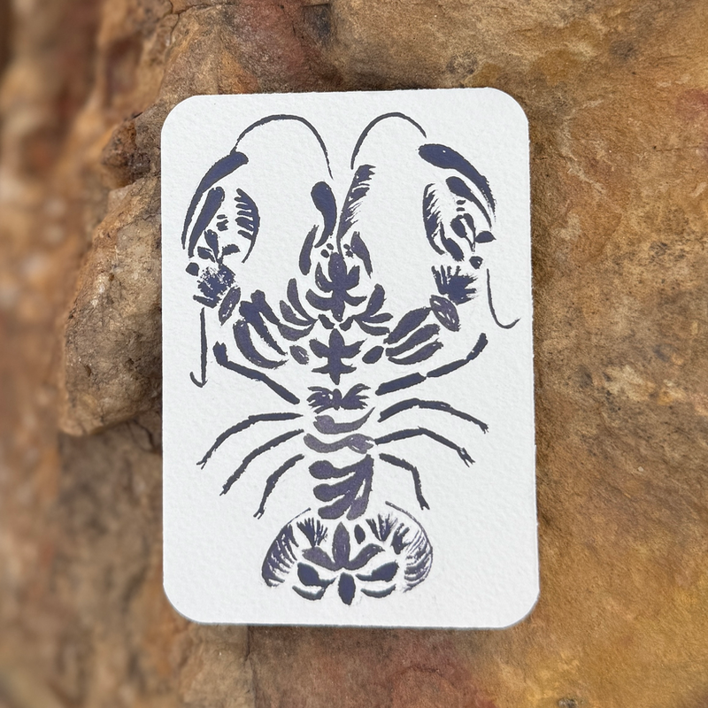 Crawfish Damask Pattern Color Plum aceo art card