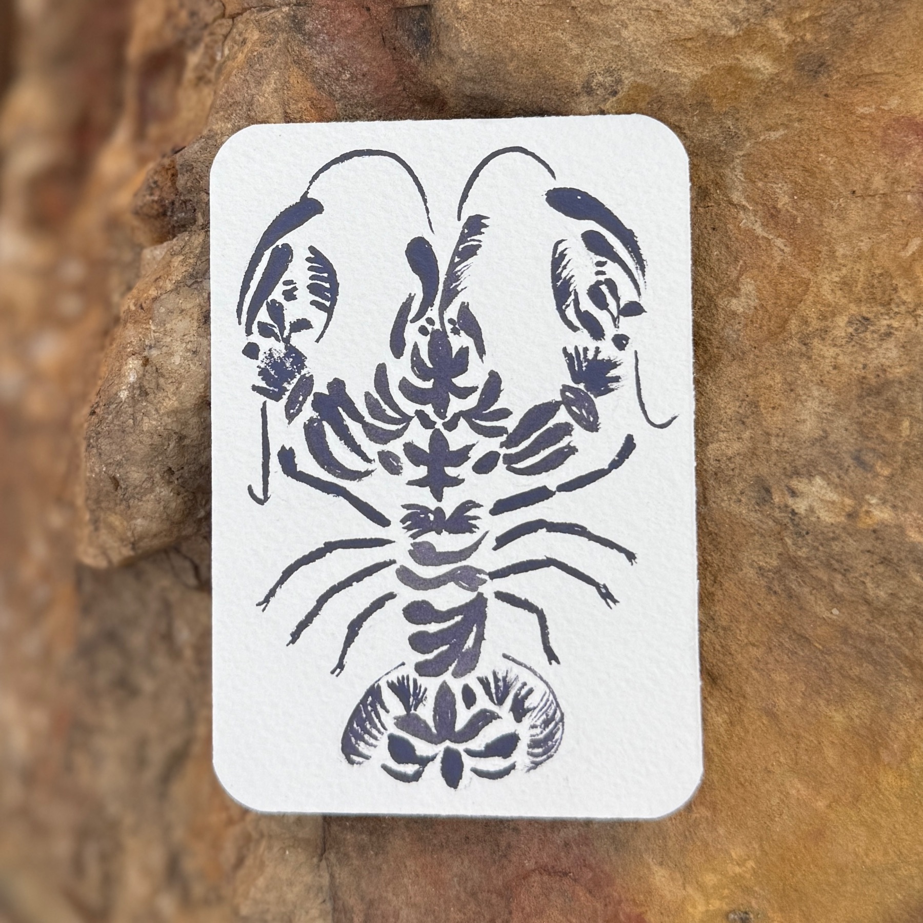 Crawfish Damask Pattern Color Plum aceo art card