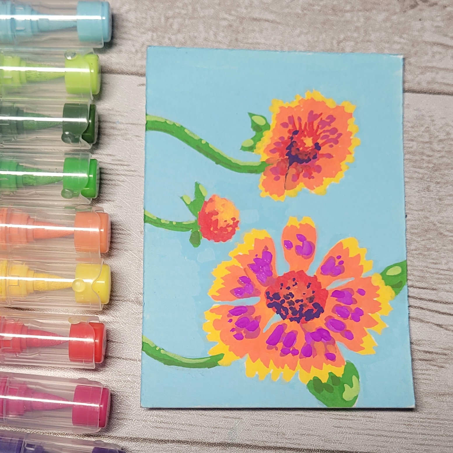 Orange Flower 1/1 aceo art card thumbnail 1