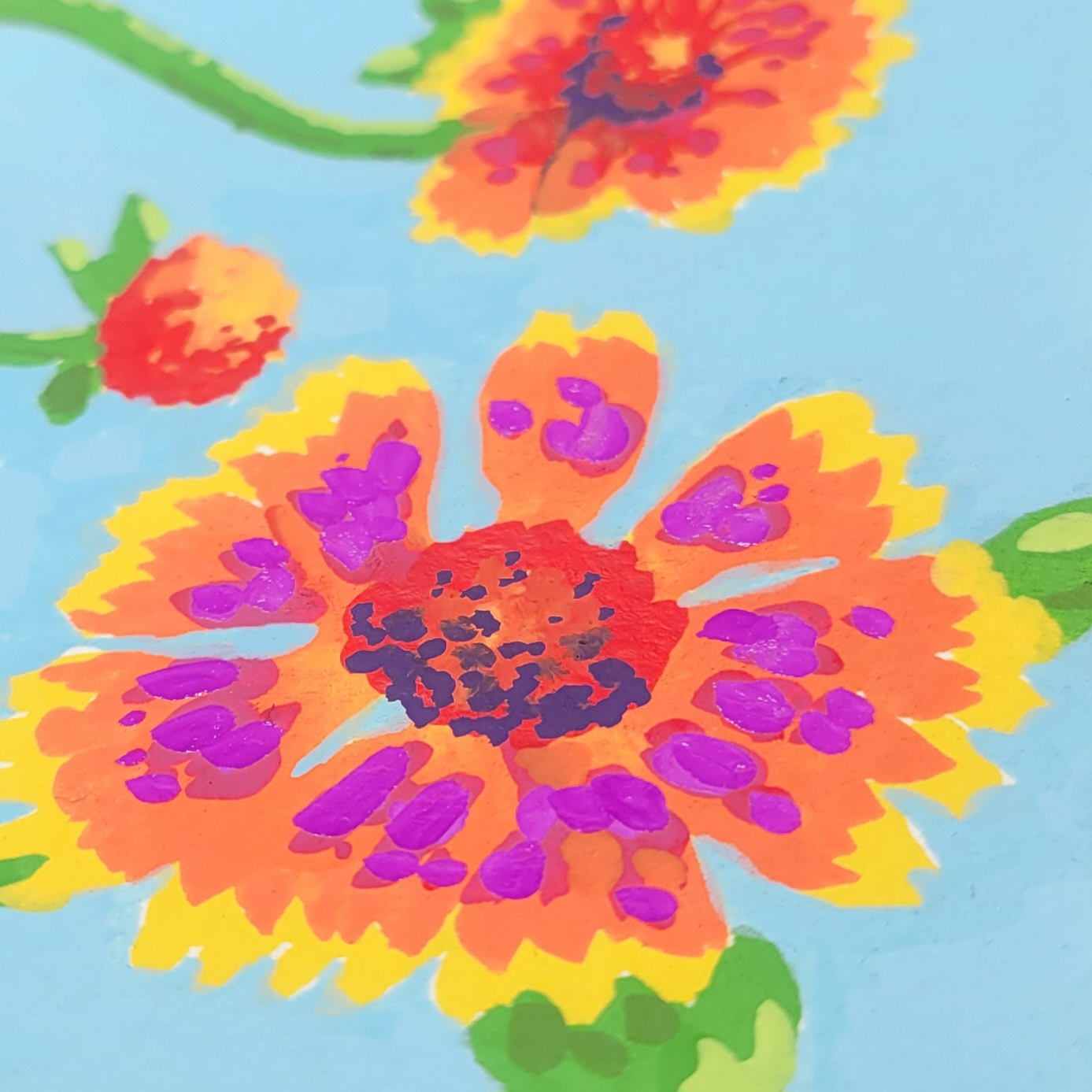 Orange Flower 1/1 aceo art card thumbnail 3