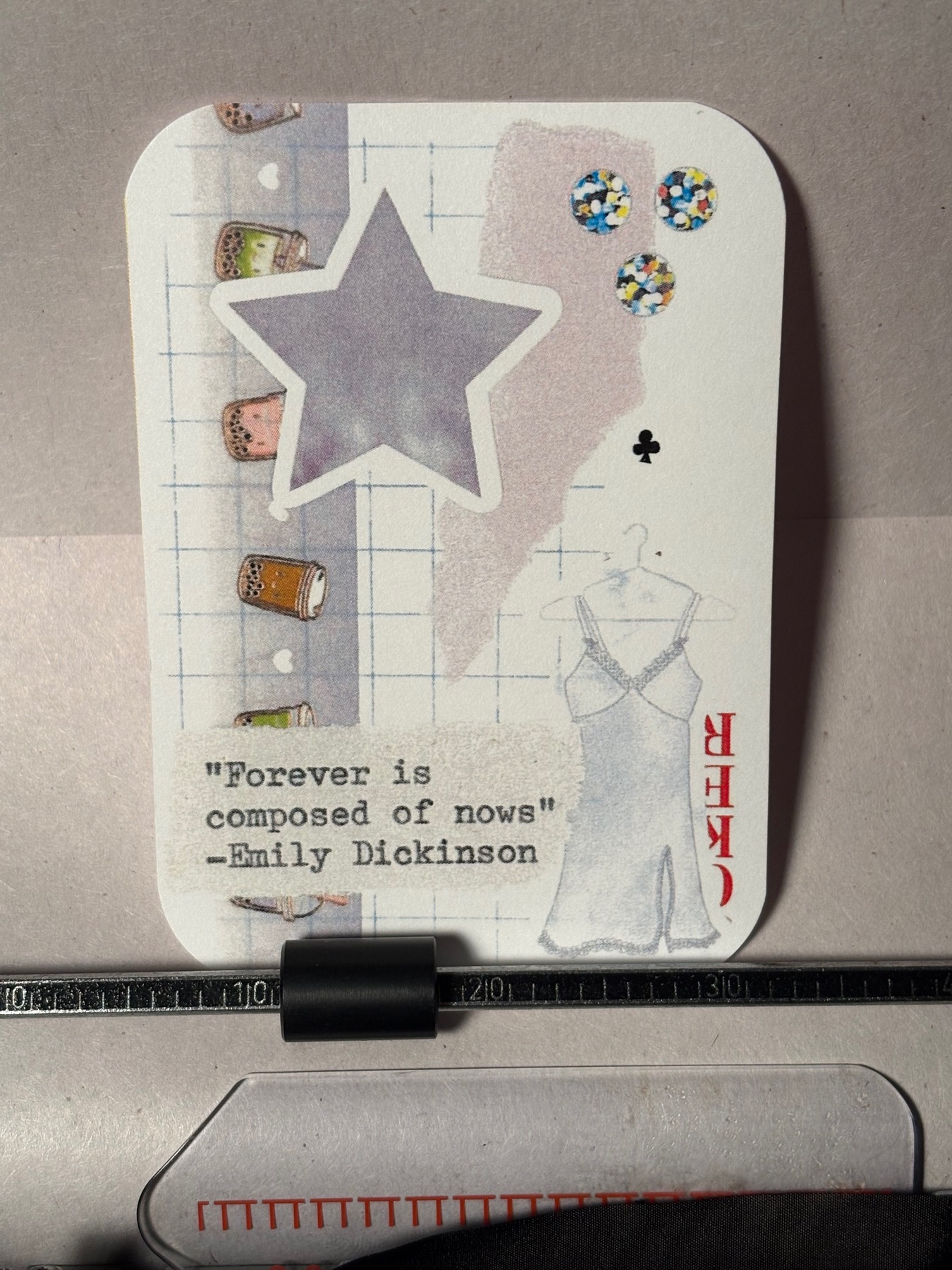 Lavender Emily Dickinson quote collage print by Mazerzine aceo art card