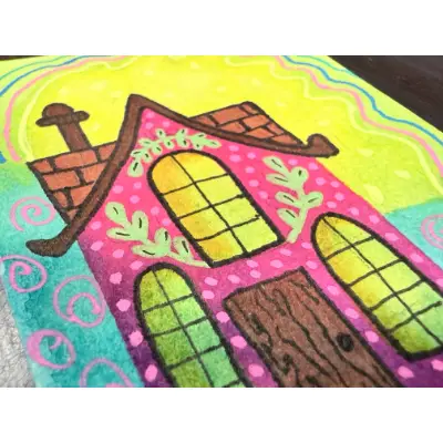 The Pink Cottage Fairy House aceo art card thumbnail 2