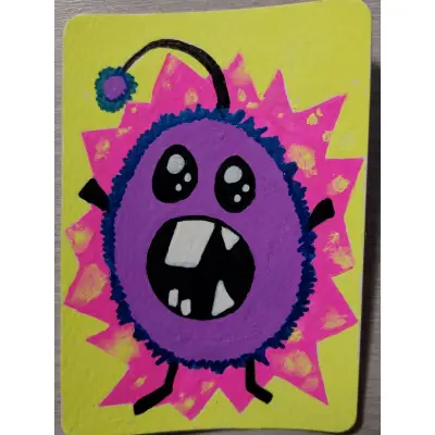 Neon Monster Ball aceo art card thumbnail 3