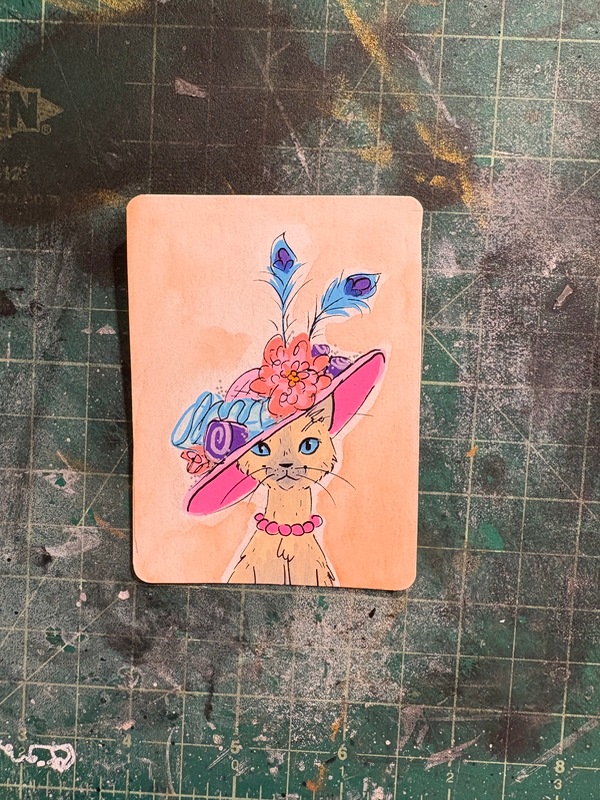 Derby Cat aceo art card